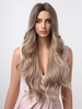 zaful Gray-brown Gradient Platinum Long Fluffy Wavy Synthetic Wig