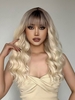 zaful Gray Gradient Platinum Color Long Wavy Full Bang Synthetic Wig