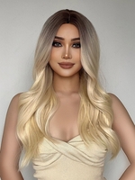 zaful Gray Gradient Platinum Long Wavy Synthetic Wig