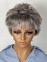 zaful Gray Mixed Brown Short Haircut Natural Wavy Synthetic Wig
