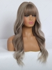 zaful Gray Mixed White Long See-through Bang Wavy Synthetic Wig