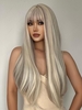 zaful Gray White Mixed Color Full Bang Long Natural Straight Synthetic Wig