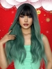 zaful Green Gradient Full Bang Long Wavy Synthetic Wig