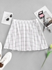 ZAFUL Grid Plaid Pleated A Line Skirt Xl White