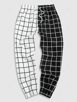 ZAFUL Grid Print Two Tone Sweatpants Xxl
