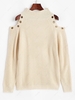 ZAFUL Grommet Cold Shoulder Mock Neck Sweater S Light coffee