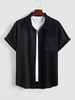 ZAFUL Half and Half Pattern Striped Shirt L Black