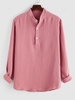ZAFUL Half Button Long Sleeve Plain Shirt S Light pink