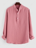 ZAFUL Half Button Long Sleeve Plain Shirt S Light pink