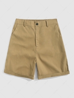 ZAFUL Half Elastic Waist Solid Color Casual Shorts Xxl Light coffee
