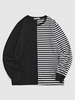 ZAFUL Half Striped Print Applique T-shirt Xxl Black