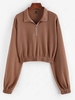ZAFUL Half Zip Drop Shoulder Knit Sweatshirt S Coffee