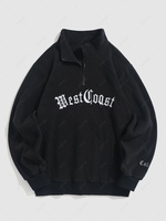 ZAFUL Half Zip Polar Fleece Letter Embroidered Sweatshirt Xl Black
