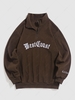 ZAFUL Half Zip Polar Fleece Letter Embroidered Sweatshirt Xxl Deep coffee