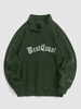ZAFUL Half Zip Polar Fleece Letter Embroidered Sweatshirt Xxl Deep green