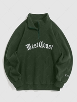 ZAFUL Half Zip Polar Fleece Letter Embroidered Sweatshirt Xxl Deep green
