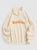 ZAFUL Half Zip Polar Fleece Letter Embroidered Sweatshirt Xxl Light coffee