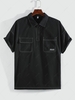 ZAFUL Half Zip Stitching Short Sleeves Cargo Shirt M Black
