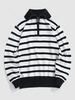 ZAFUL Half Zip Stripes Colorblock Sweater Xxl Black
