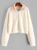 ZAFUL Half Zip Teddy Sweatshirt M White