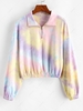 ZAFUL Half Zip Tie Dye Elastic Hem Sweatshirt S Multi a