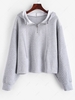 ZAFUL Half Zipper Drop Shoulder Quilt Hoodie L Light gray