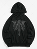 ZAFUL Halloween Abstract Skeleton Graphic Slouchy Drawstring Hoodie S Black