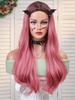 zaful Halloween Black Gradient Pink Long Wavy Synthetic Cosplay Wig