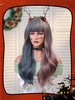 zaful Halloween Blue and Purple Two Tone Color Long Wavy Cosplay Wig