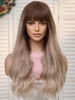 zaful Halloween Brown Gradient Full Bang Long Wavy Cosplay Wig