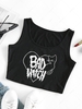 ZAFUL Halloween Cat BAD WITCH Graphic Tank Top Xl Black