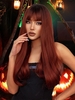 zaful Halloween Long Natural Wavy Full Bangs Wine Red Synthetic Cosplay Wig