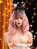 zaful Halloween Pink Gradient See-through Bangs Shoulder Length Wavy Synthetic Wig(Excluding Accessories)