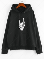 ZAFUL Halloween Skeleton Hand Pocket Hoodie S Black