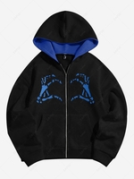 ZAFUL Halloween Skeleton Hands Zip Fleece Hoodie Xl Black