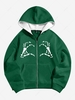 ZAFUL Halloween Skeleton Hands Zip Fleece Hoodie Xl Deep green