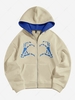 ZAFUL Halloween Skeleton Hands Zip Fleece Hoodie Xl Light coffee