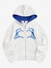 ZAFUL Halloween Skeleton Hands Zip Fleece Hoodie Xl White