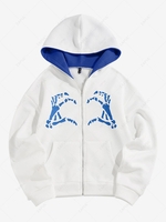 ZAFUL Halloween Skeleton Hands Zip Fleece Hoodie Xl White