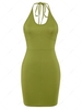 ZAFUL Halter Backless Corset Style Slinky Dress S Green