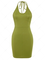 ZAFUL Halter Backless Corset Style Slinky Dress Xl Green