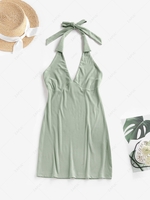 ZAFUL Halter Backless Low Cut Mini Dress Xl Light green