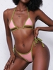 ZAFUL Halter Binding Underboob Tanga Bikini Swimwear S Light pink