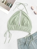 ZAFUL Halter Bowknot Bralette Top M Light green
