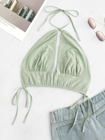 ZAFUL Halter Bowknot Bralette Top S Light green