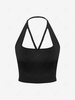 ZAFUL Halter Braided Straps Open Back Cropped Tank Top S Black