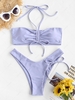 ZAFUL Halter Cinched Tie High Cut Bikini Swimwear L Light blue