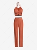 ZAFUL Halter Criss Cross Straight Pants Set M Coffee
