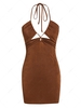 ZAFUL Halter Cross Jersey Bodycon Dress Xl Deep coffee