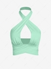 ZAFUL Halter Cut Out Criss Cross Crop Top L Light green